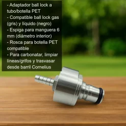 Adaptador conector barril a tubo o botella