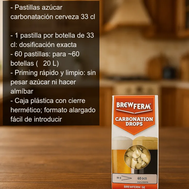 Azúcar para carbonatación de la cerveza - Para 33cl