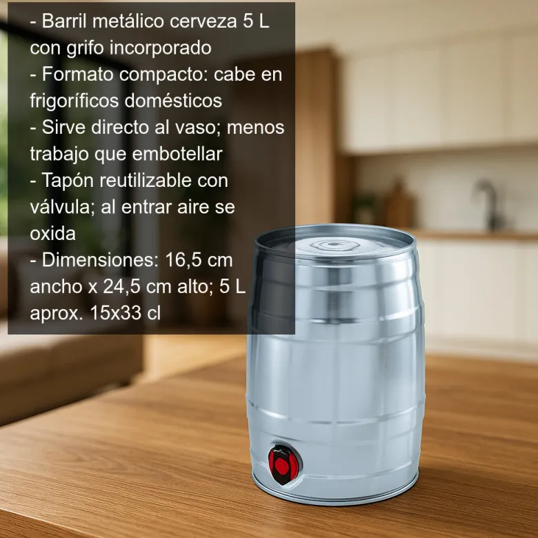Barril para cerveza con grifo incorporado - 5 l