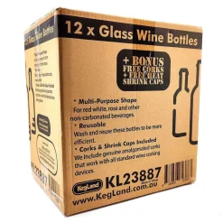 Botellas para vino de 750ml con tapones, cápsulas y etiquetas - 12 unidades