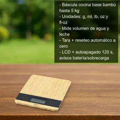 Báscula con base de bambú - 5kg