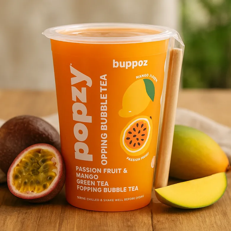 Bubble Tea sabor fruta de la pasión y mango - 335 ml