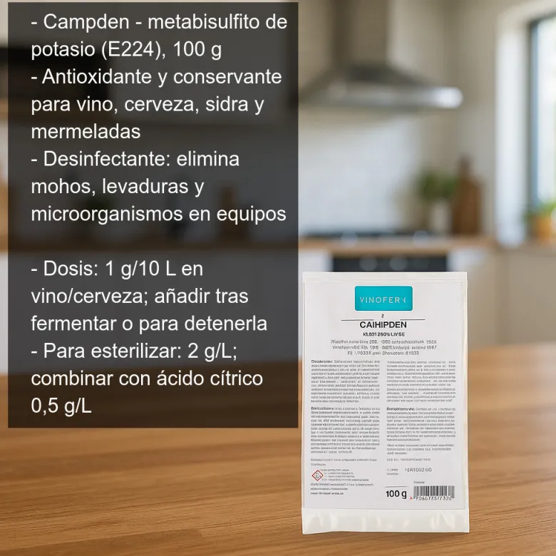 Campden - metabisulfito de potasio - 100g