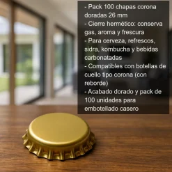 Chapas de 26 mm doradas - 100 uds