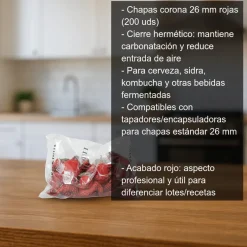 Chapas 26 mm rojas - 200 uds