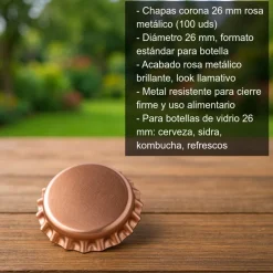 Chapas 26 mm rosa metálico - 100 uds