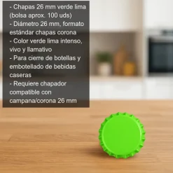 Chapas 26 mm verde lima - 100 uds