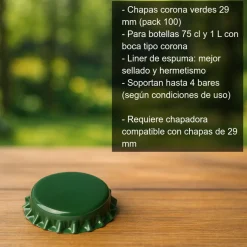 Chapas 29 mm verdes - 100 uds