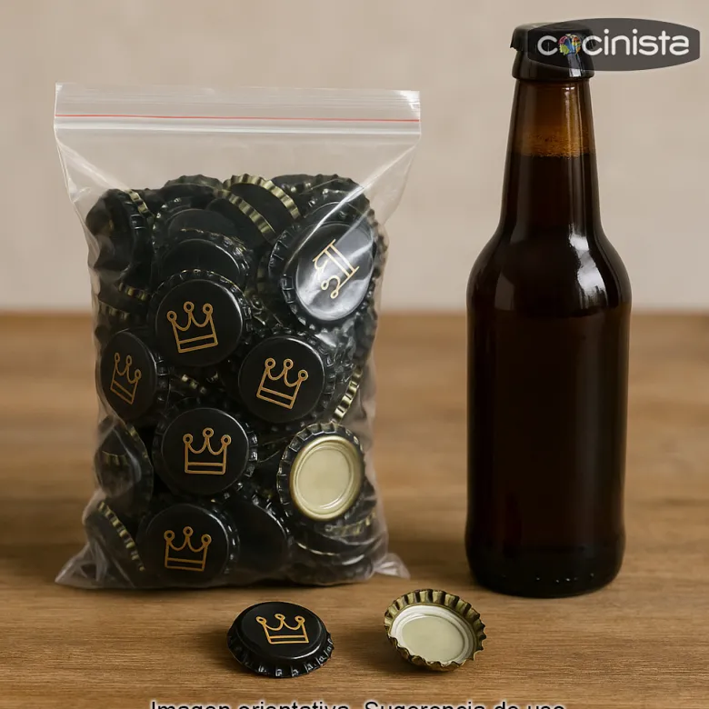 Chapas negras con Corona - 26mm x 100 uds