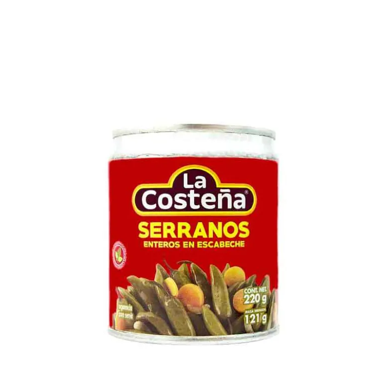 Chiles serranos enteros en escabeche - 220g