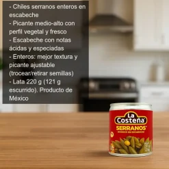 Chiles serranos enteros en escabeche - 220g