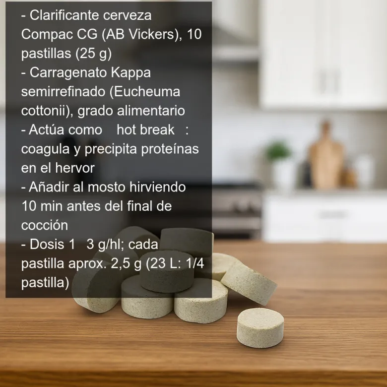 Clarificante para cerveza - 10 pastillas - 25 g