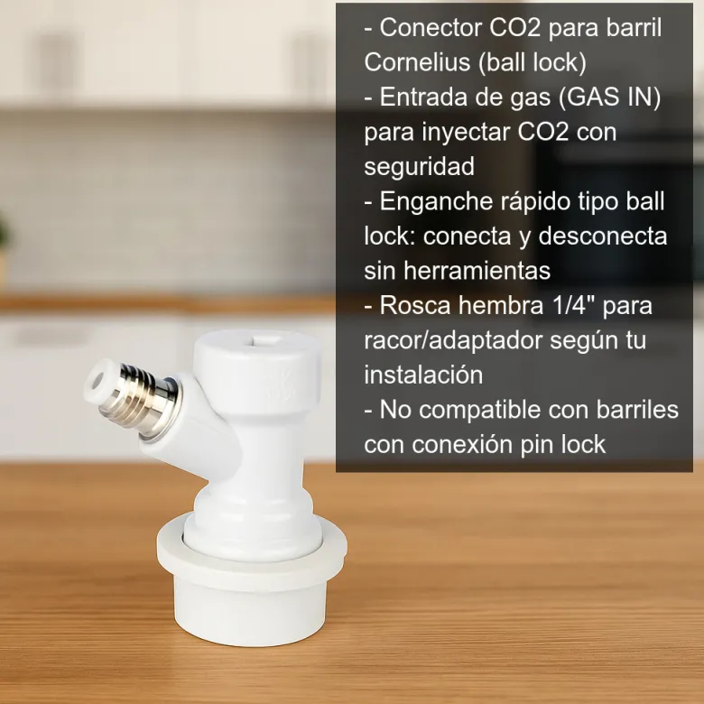 Conector de CO2 para barril Corny