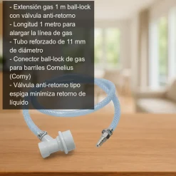 Conector y extensión para gas - 1 metro