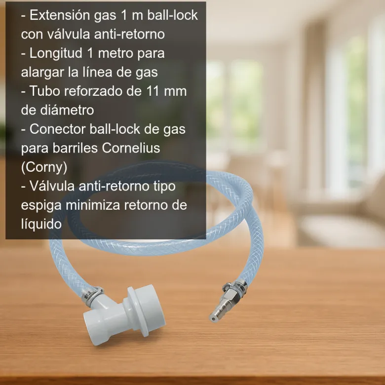 Conector y extensión para gas - 1 metro