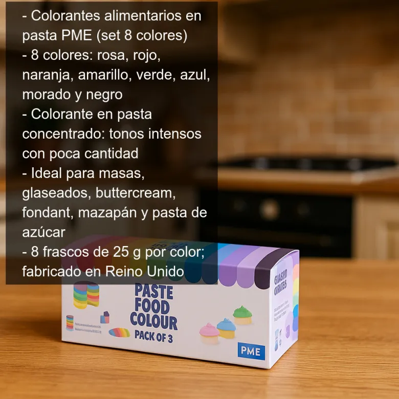 Conjunto de colorantes en pasta - 8 colores