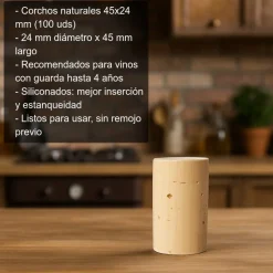 Corchos naturales 45x24 mm - 100 uds