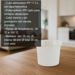 Cubo de calidad alimentaria con tapa - 17 litros