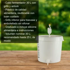 Cubo fermentador con grifo y válvula - 30l