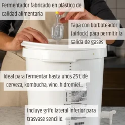 Cubo fermentador con grifo y válvula - 30l