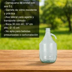 Damajuana de cristal con asa - 5 l