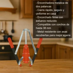 Encorchadora metálica de dos palancas