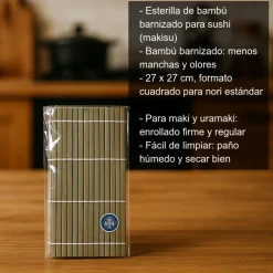 Esterilla de bambú barnizado para hacer sushi - 27 cm