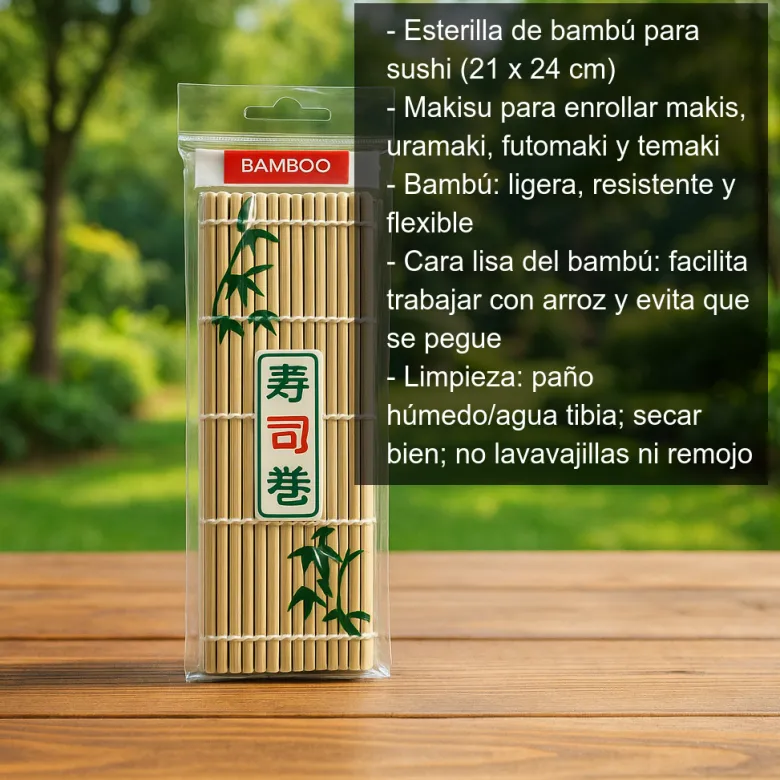 Esterilla de bambú para sushi - 21x24cm