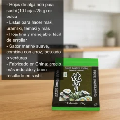 Hojas de alga Nori para sushi - 10 hojas
