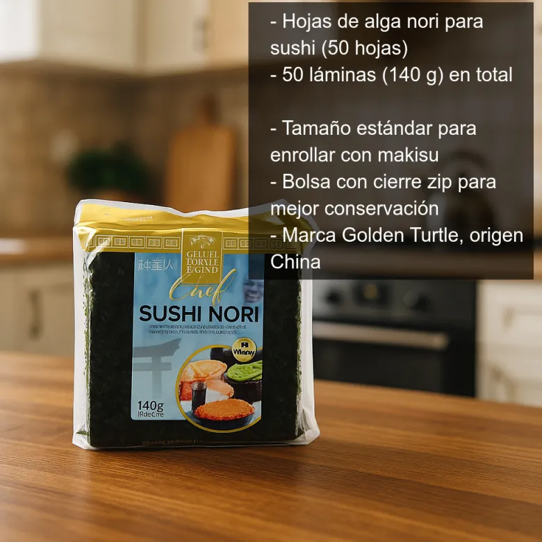 Hojas de alga Nori para sushi - 50 hojas