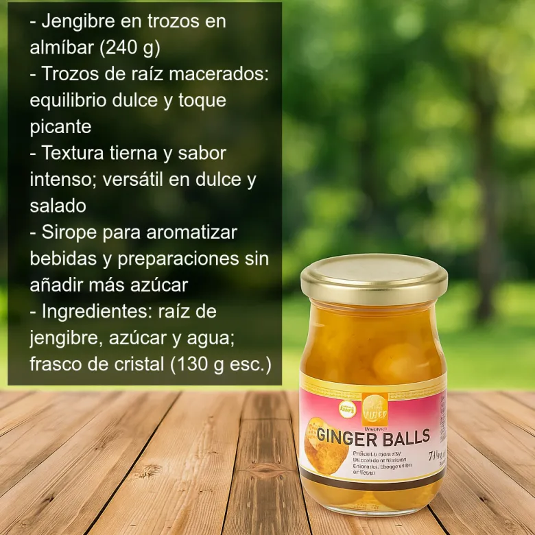Jengibre en trozos en almíbar - 240 gr