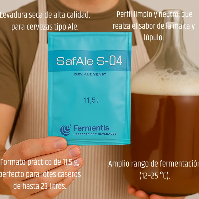 Levadura para cerveza SafAle S-04 - Pack de 5 x 11,5 g
