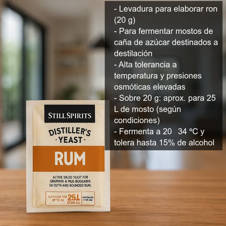 Levadura para elaborar Ron - 20g