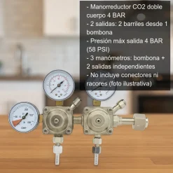 Manorreductor CO2 doble cuerpo - 4 BAR