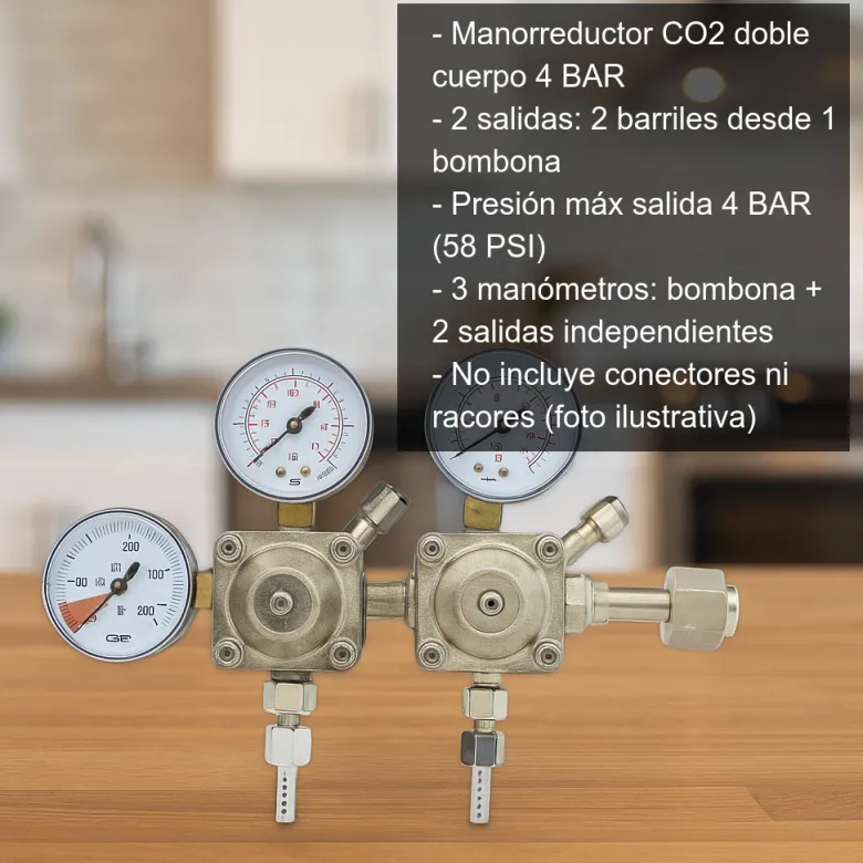 Manorreductor CO2 doble cuerpo - 4 BAR