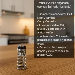 Muelle o vávula para enganche de cerveza para conector Ball-lock