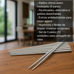 Palillos acero inoxidable - 5 pares
