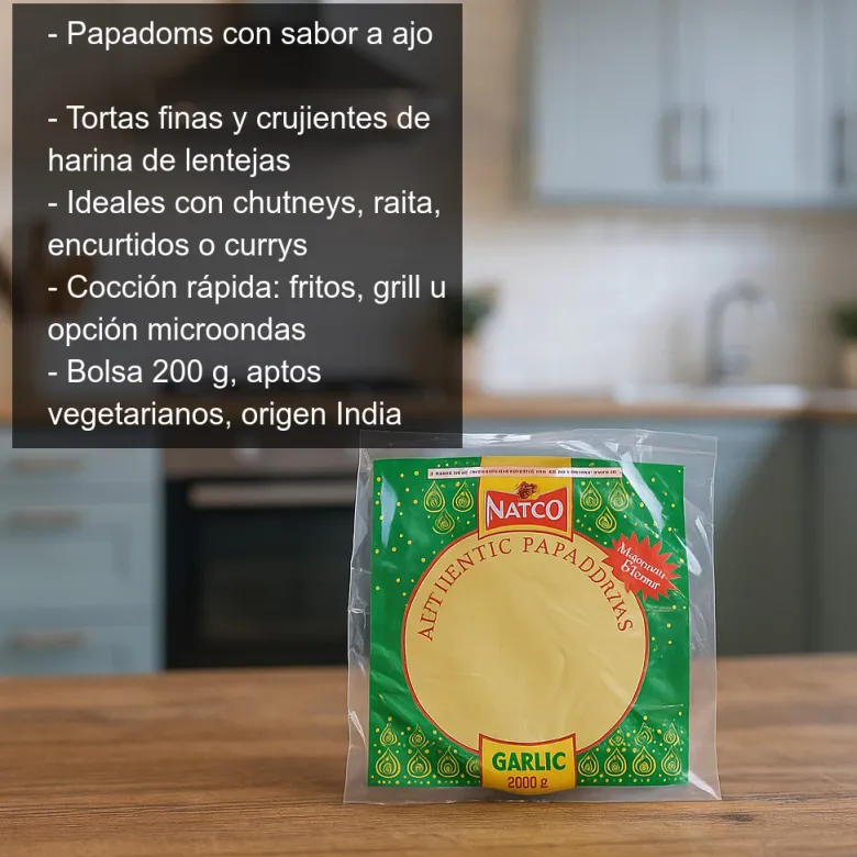 Papadoms con sabor a ajo - 200 g