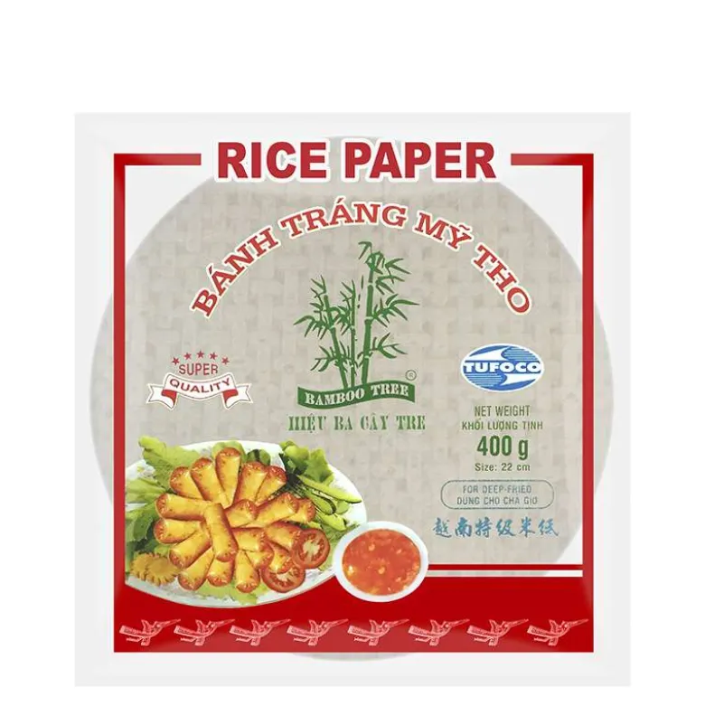 Papel de arroz para rollitos fritos - 22 cm - 400 g