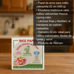 Papel de arroz para rollito vietnamita - 22cm - 400g