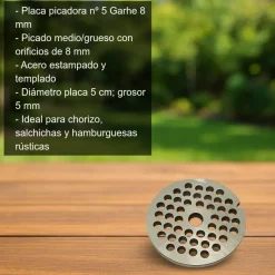 Placa picadora para máquina nº 5 8 mm