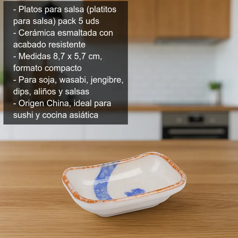 Platos para salsa - 8,7 x 5,7 cm - Pack de 5 unidades