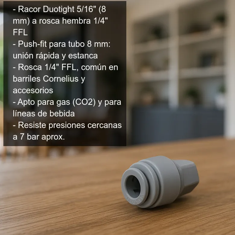 Racor tubo 5/16" rosca 1/4" FFL