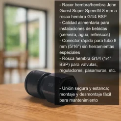 Racor tubo 5/16" rosca H 1/4" BSP - G1/4 - 8 mm