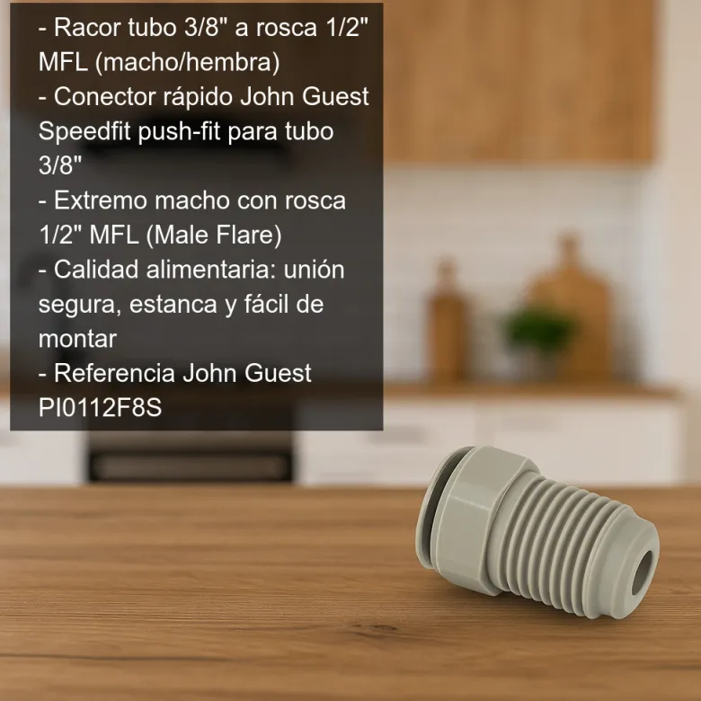 Racor tubo 3/8" rosca M 1/2" MFL - 1/2" MFL - 3/8"