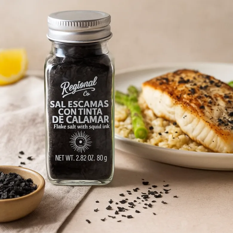 Sal en escamas con tinta de calamar - 80g