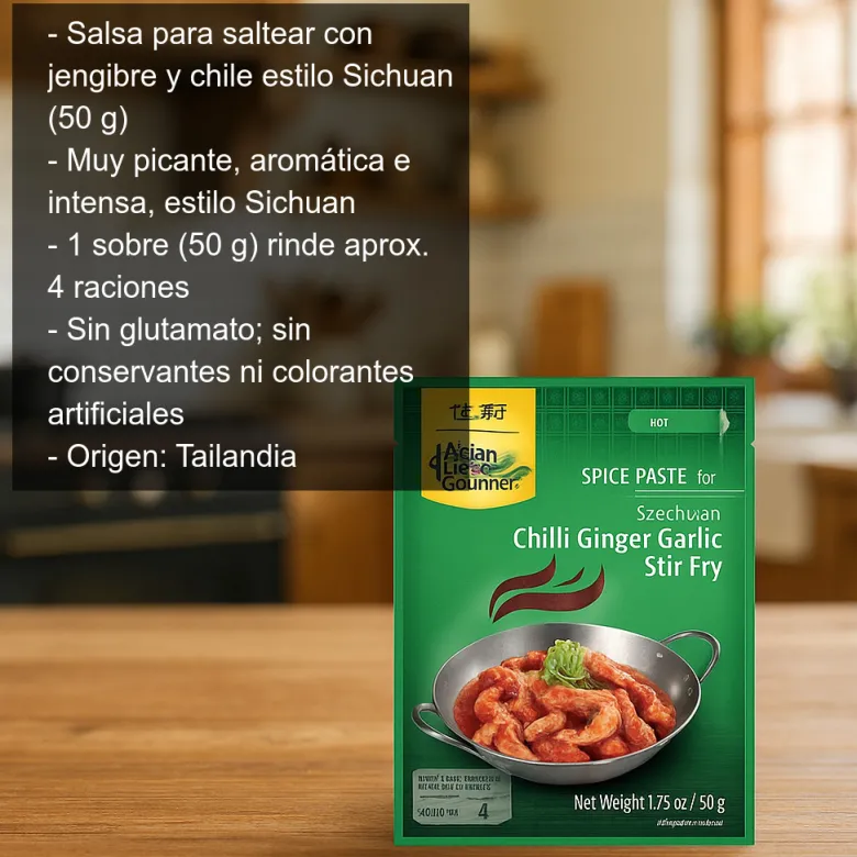 Salsa para saltear con jengibre y chile estilo Sichuan - 50 g