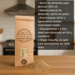 Serrín sin polvo de madera de almendro para ahumar - 300 ml