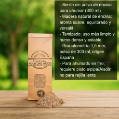 Serrín sin polvo de madera de encina para ahumar - 300 ml