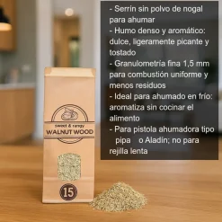 Serrín sin polvo de madera de nogal para ahumar - 300 ml